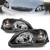 ANZO 1999-2000 Honda Civic Crystal Headlights Black 121070