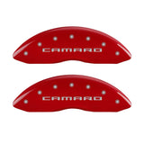 MGP 4 Caliper Covers Engraved Front Gen 5/Camaro Engraved Rear Gen 5/RS Red finish silver ch 14033SCR5RD