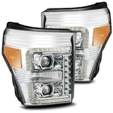 AlphaRex 11-16 Ford F-250 SD PRO-Series Projector Headlights Plank Style Design Chrome w/Seq Signal 880141