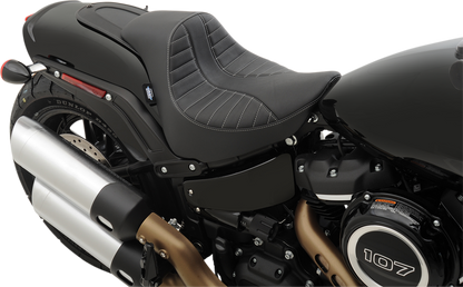 DRAG SPECIALTIES EZ-Solo Seat - Scorpion Stitch - Silver Thread - Vinyl - FXFB '18-'22 ACT EZ-ON STYLE 0802-1129