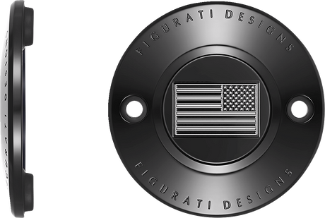 FIGURATI DESIGNS Timing Cover - 2 Hole - American - Contrast Cut - Black FD26R-TC-2H-BLK