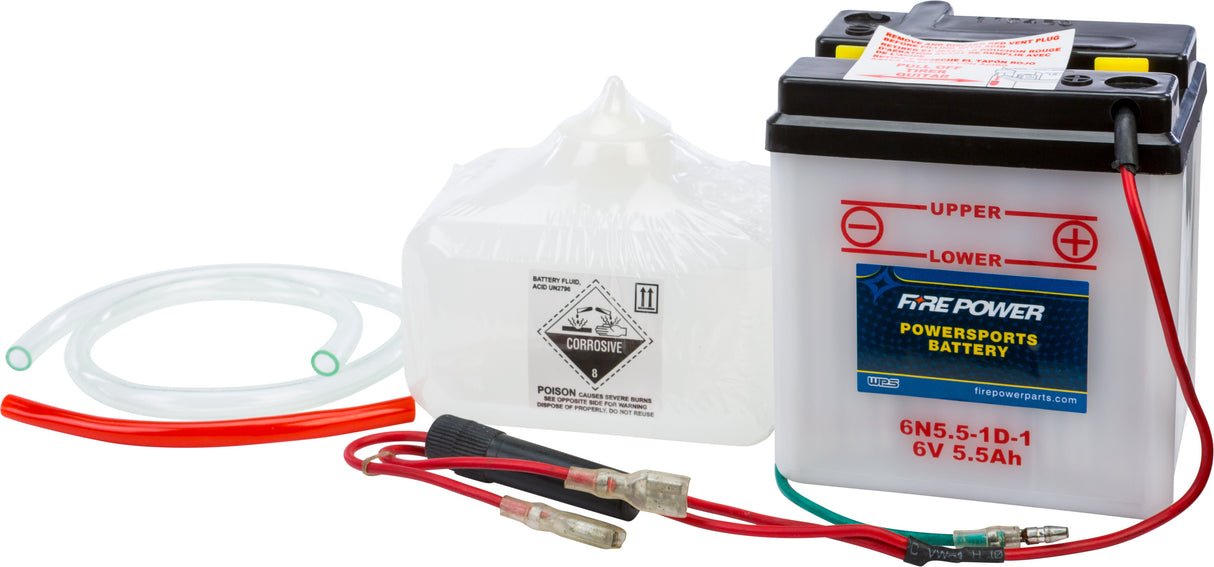 FIRE POWER Battery W/Acid 6n5.5-1d-1 6v 6N5.5-1D-1
