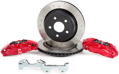 Alcon 2007+ Jeep JK-JL 330x22mm Rotors 4-Piston Red Calipers Rear Brake Kit (Includes Brake Lines) BKR5059D12