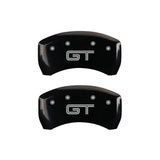 MGP 4 Caliper Covers Engraved Front Mustang Engraved Rear S197/GT Black finish silver ch 10197SMG2BK