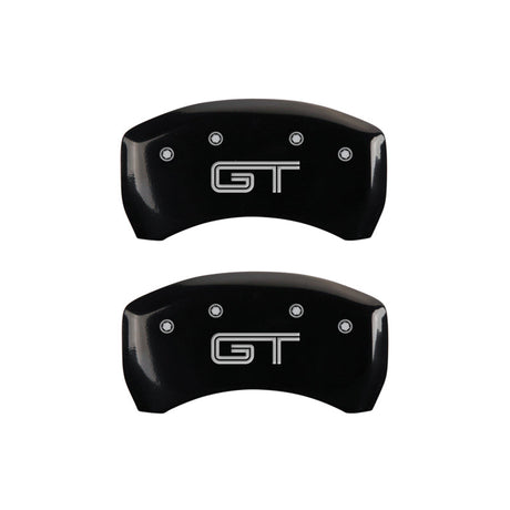 MGP 4 Caliper Covers Engraved Front Mustang Engraved Rear S197/GT Black finish silver ch 10197SMG2BK
