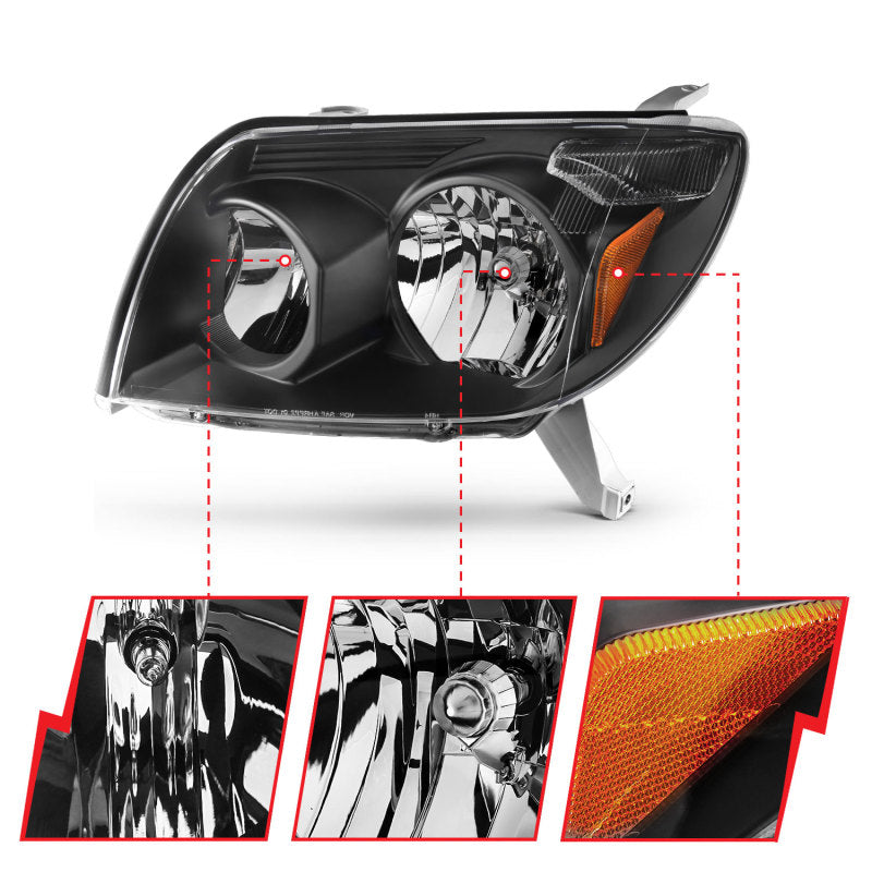ANZO 2003-2005 Toyota 4Runner Crystal Headlights Black 111394