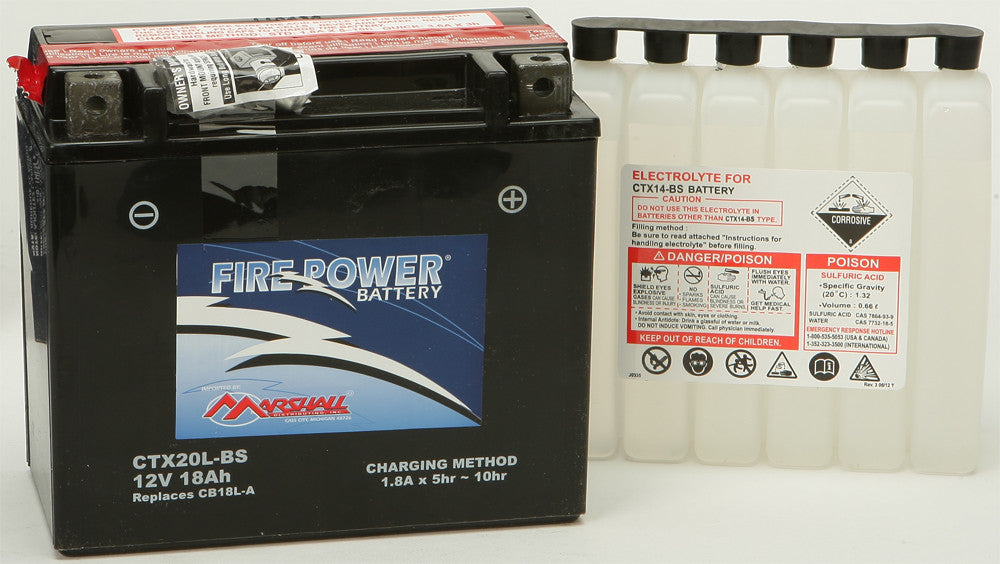 MARSHALLSBattery Maint Free Ctx20 L-Bs Fire PowerCTX20L-BS~MAR