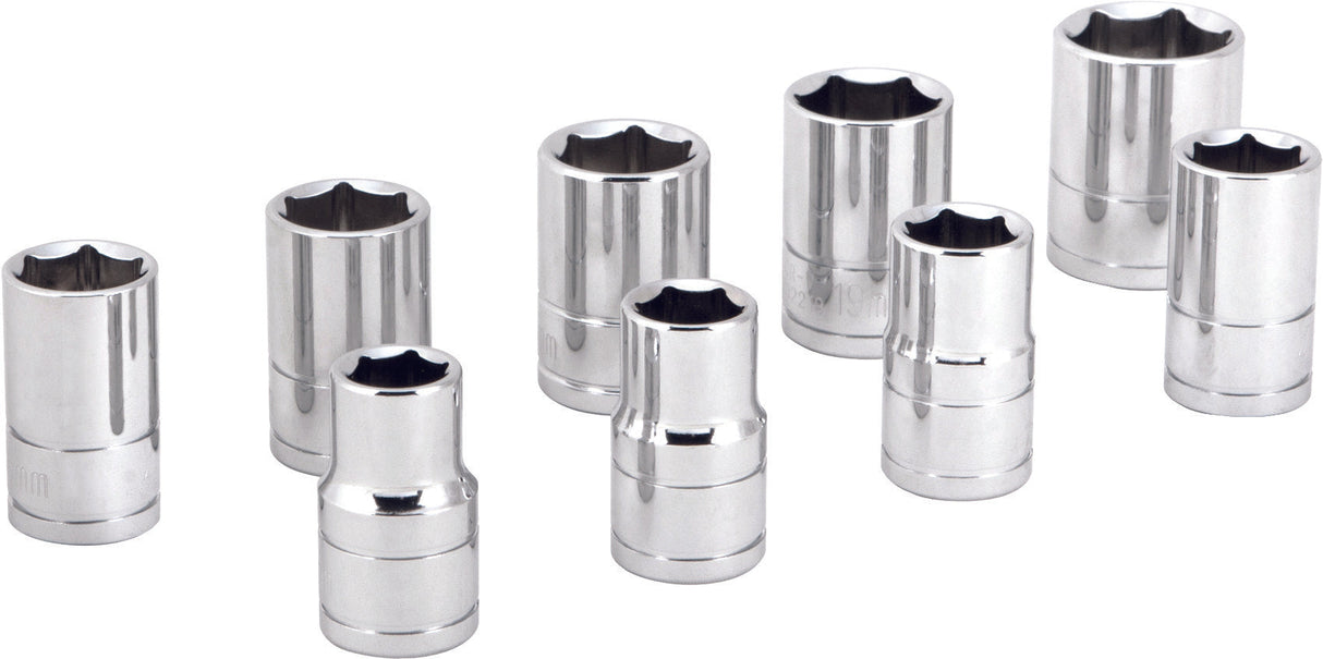 PERFORMANCE TOOL9 Pc 1/2" Met Socket Set ShallowW32202
