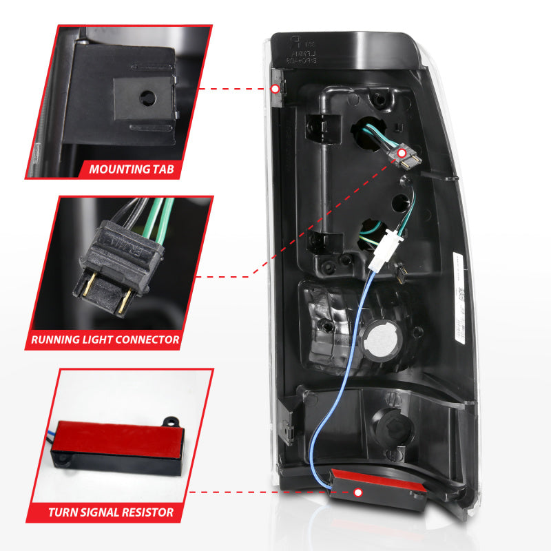 ANZO 2003-2006 Chevy Silverado 1500 LED Taillights Plank Style Black w/Clear Lens 311333