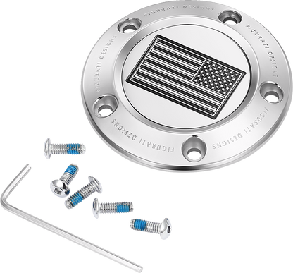 FIGURATI DESIGNS Timing Cover - 5 Hole - American - Contrast Cut - Stainless Steel FD26R-TC-5H-SS