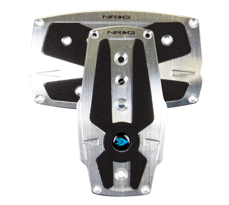 NRG Brushed Aluminum Sport Pedal A/T - Silver w/Black Rubber Inserts PDL-250SL