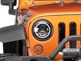 Raxiom 97-18 Jeep Wrangler TJ/JK Axial Halo Headlights w/ DRL Amber Signals- Blk Hsng (Clear Lens) J108037
