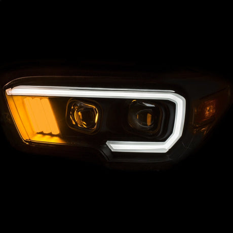 ANZO 2016-2017 Toyota Tacoma Projector Headlights w/ Plank Style Black w/ Amber 111377