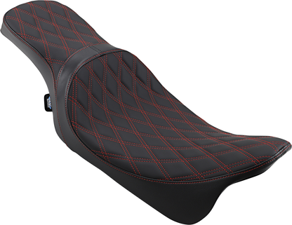 DRAG SPECIALTIES Predator 2-Up Seat - Double Diamond - Red Stitching - FL '08-'22 0801-1272