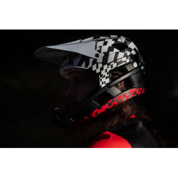 KALI DH Invader Helmet - LTD Glitch - Matte Black/White/Red - XS-M 0211323216