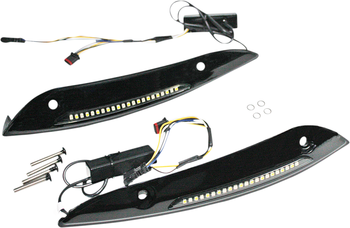 CUSTOM DYNAMICS Windshield Trim - Sequential Turn Signal - Black CD-RG-SWT-AW2-B