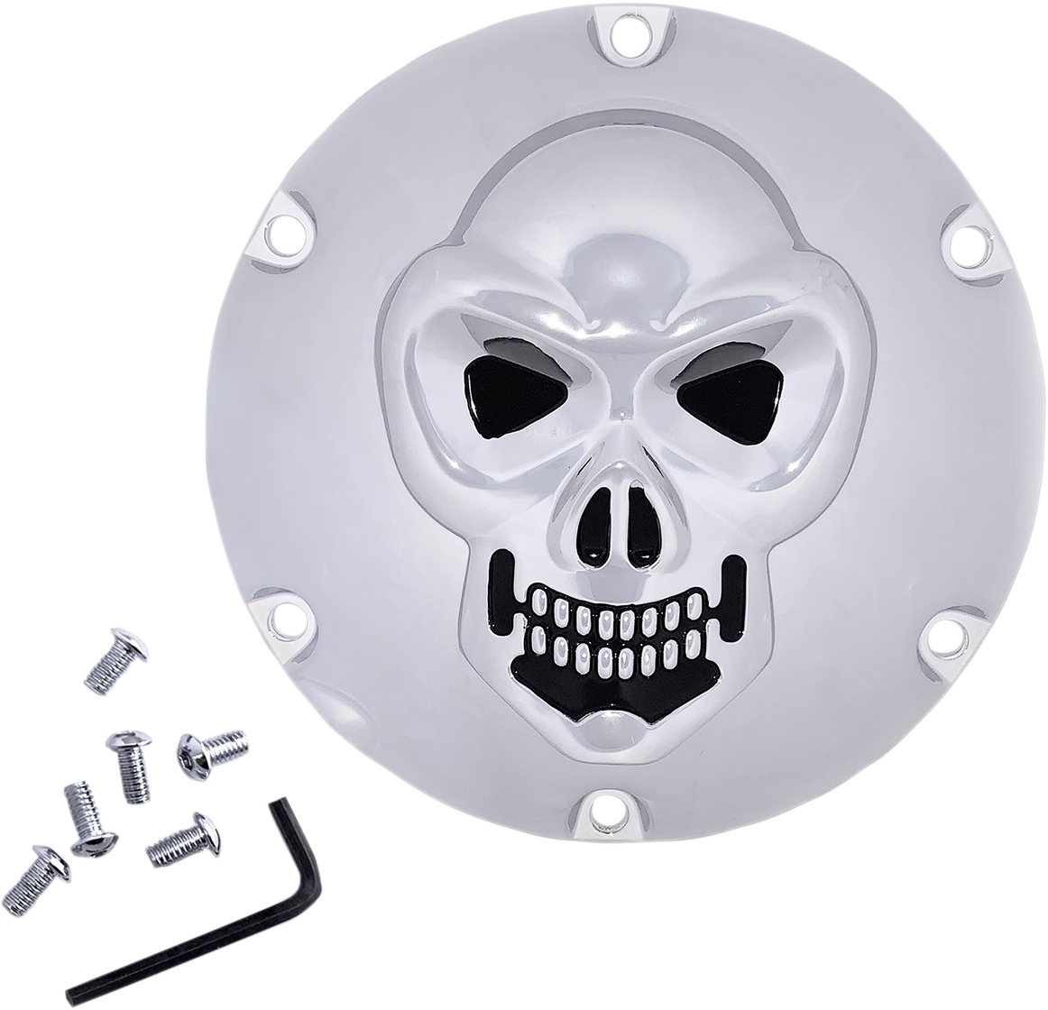 DRAG SPECIALTIES Skull Derby Cover - Chrome - 6 Hole 33-0067SKD