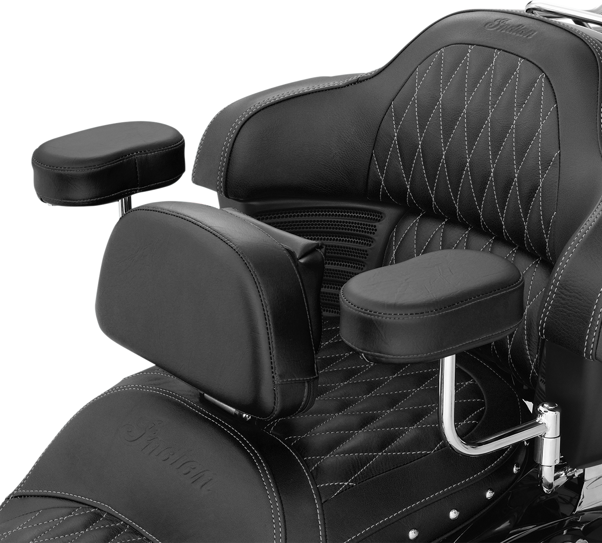 SHOW CHROME Deluxe Armrest - Passenger - Black - Indian 30-202