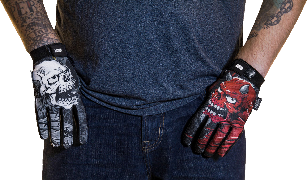 LETHAL THREAT Good N Evil Skulls Gloves - Black - Small GL15021S