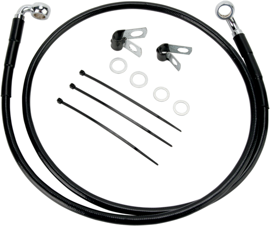 DRAG SPECIALTIES Brake Line - Front - Black - +10" - FXDL '01-'05 640110-10BLK