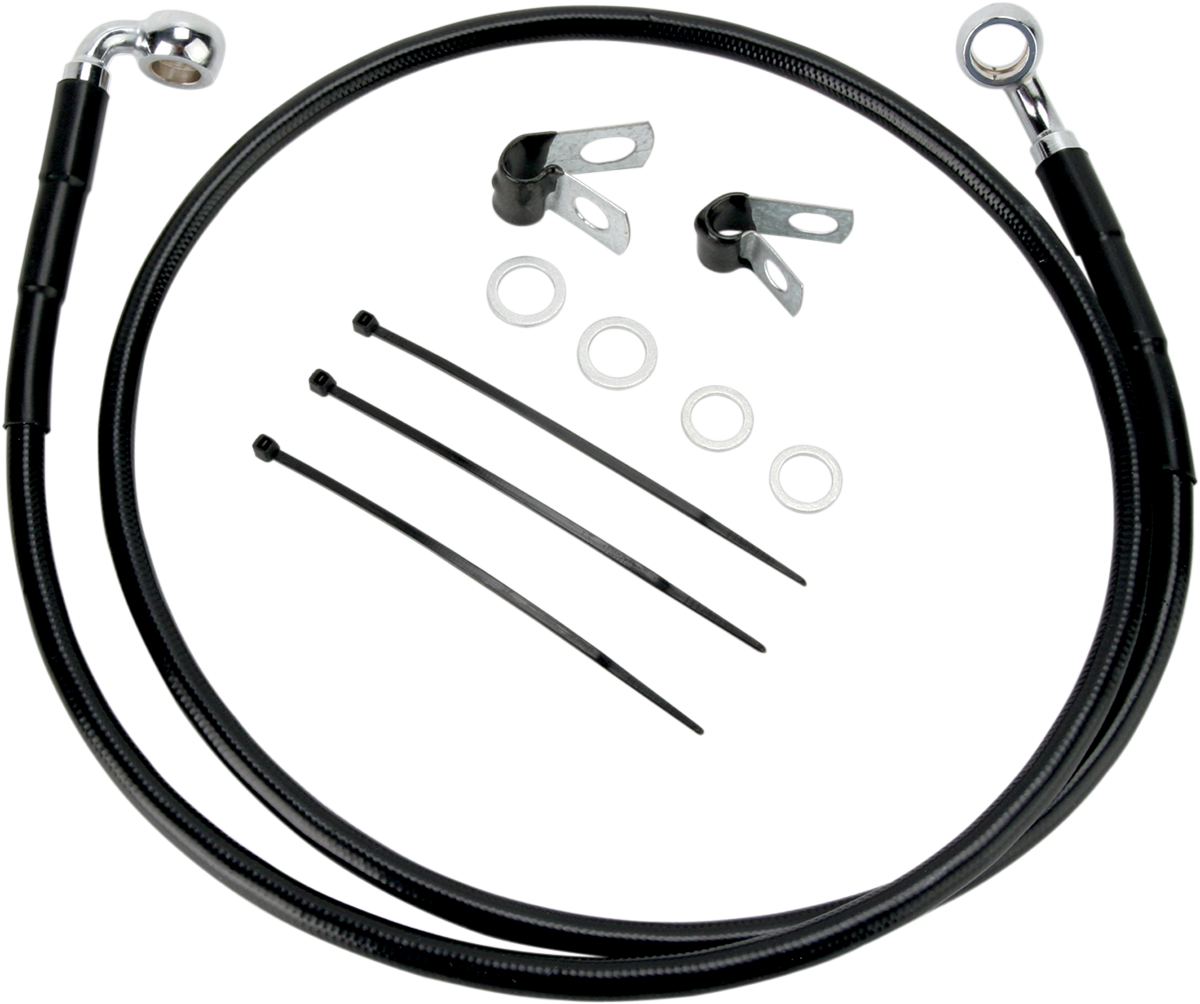 DRAG SPECIALTIES Brake Line - Front - Black - +2" - FXDL '01-'05 640110-2BLK