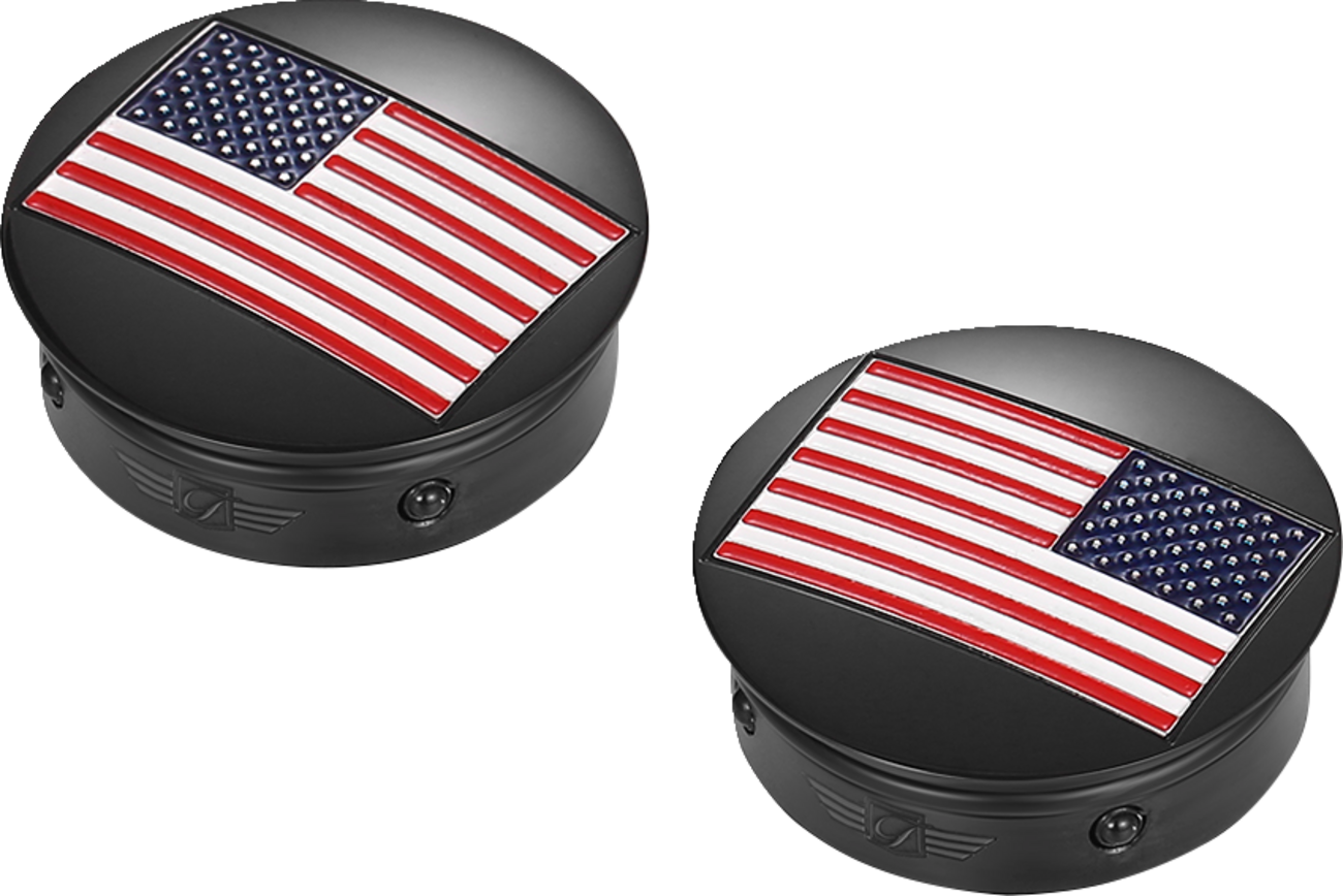 FIGURATI DESIGNS Swing Arm Covers - American Flag - Custom - Reversed - Black FD21R-AF-BK