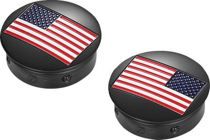 FIGURATI DESIGNS Swing Arm Covers - American Flag - Custom - Reversed - Black FD21R-AF-BK