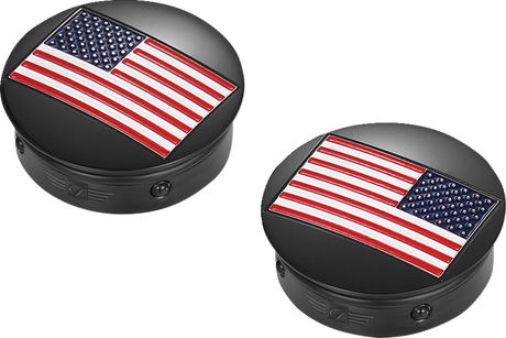 FIGURATI DESIGNS Swing Arm Covers - American Flag - Custom - Reversed - Black FD21R-AF-BK