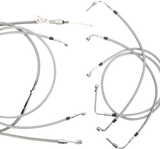 BURLY BRAND Handlebar Cable/Brake Line Kit - Complete - 15" Ape Hanger Handlebars - Stainless Steel B30-1104