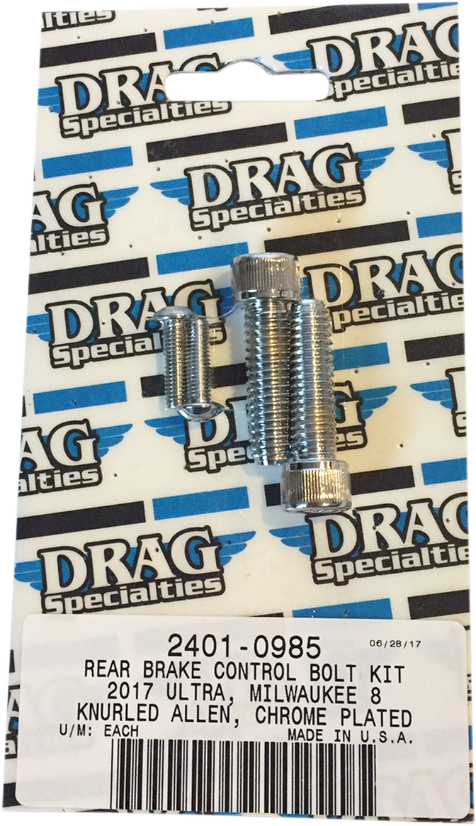 DRAG SPECIALTIES Kit de pernos moleteados de freno trasero - Cromado - M8 MK785 