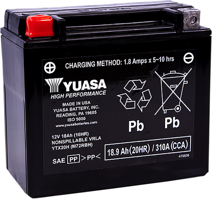 YUASA AGM Battery - YTX20H YUAM72RBH