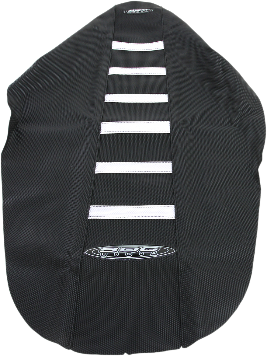 SDG 6-Ribbed Seat Cover - White Ribs/Black Top/Black Sides 95941WK