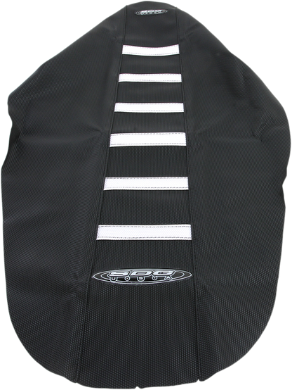 SDG 6-Ribbed Seat Cover - White Ribs/Black Top/Black Sides 95941WK