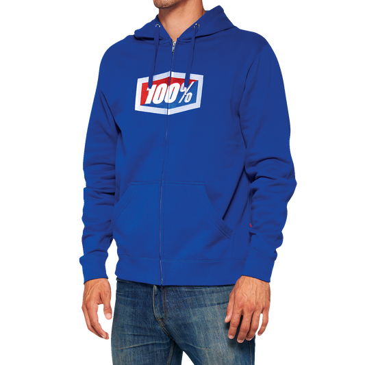 100% Official Fleece Zip-Up Hoodie - Royal - Large 20032-00022