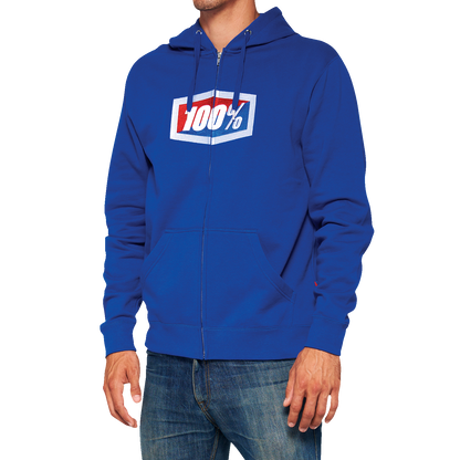 100% Official Fleece Zip-Up Hoodie - Royal - XL 20032-00023