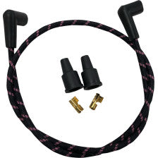 DRAG SPECIALTIES Cables de enchufe - Trenzado - Negro/Rosa 2104-0401 