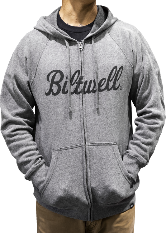 BILTWELL Script Zip-Up Raglan Hoodie - Heather Gray - Medium 8126-083-003