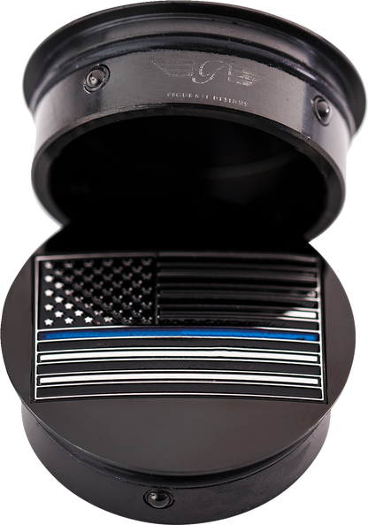 FIGURATI DESIGNS Swing Arm Covers - Blue Line American Flag - Custom - Black - Reversed FD71-AFBL-BLK