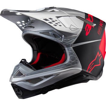 ALPINESTARS Supertech M10 Helmet - Flood - MIPS® - Gloss Silver/Black/Orange Fluo - Small 8301023-1954-S