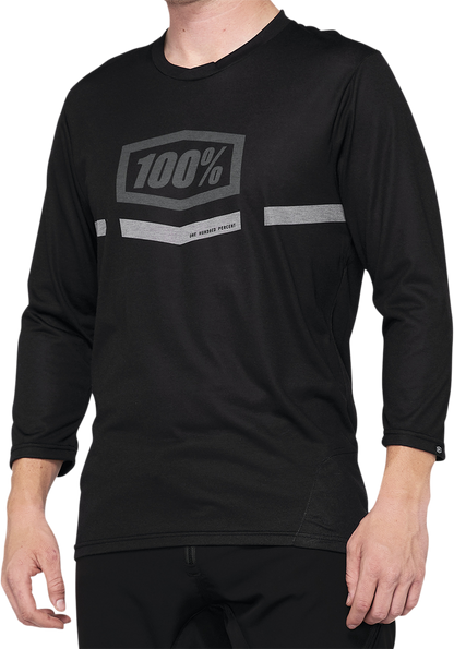 100% Airmatic 3/4 Sleeve Jersey - Black - Large 40018-00002