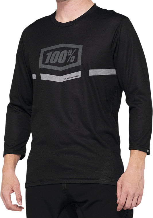 100% Airmatic 3/4 Sleeve Jersey - Black - Large 40018-00002