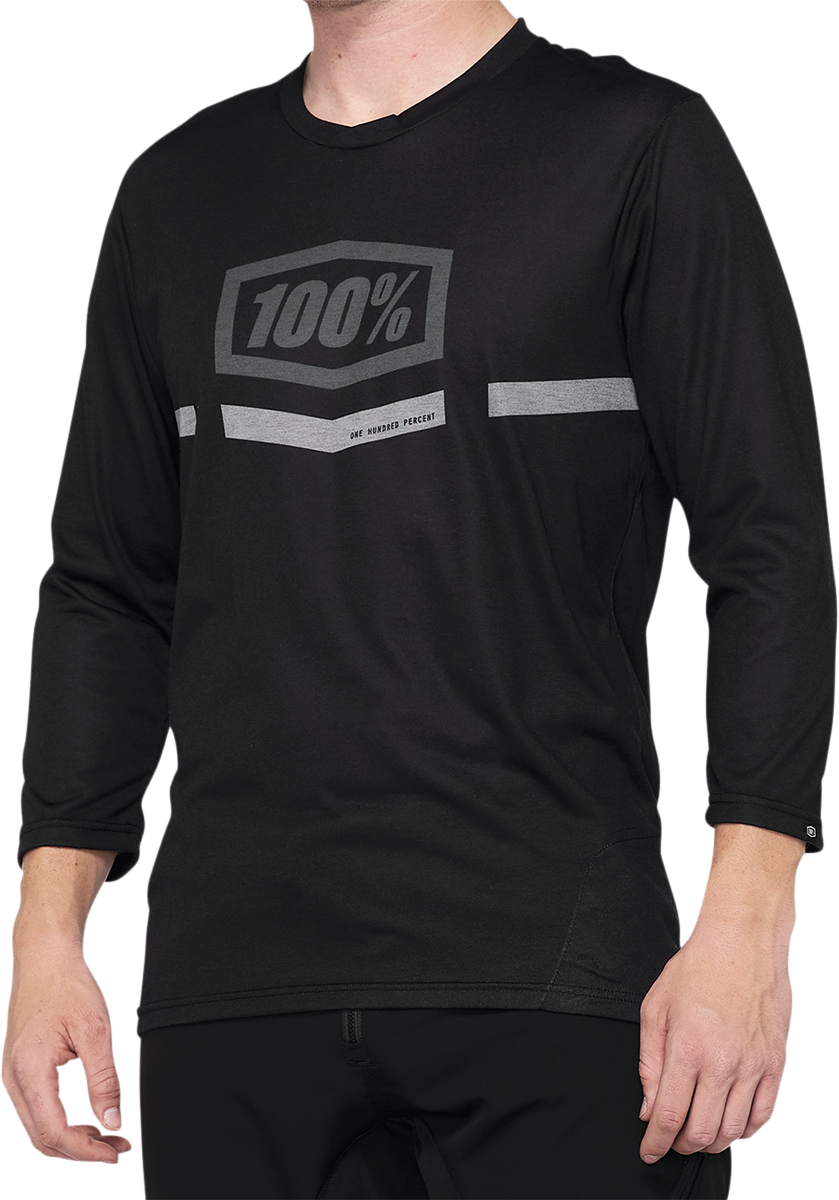 100% Airmatic 3/4 Sleeve Jersey - Black - Medium 40018-00001