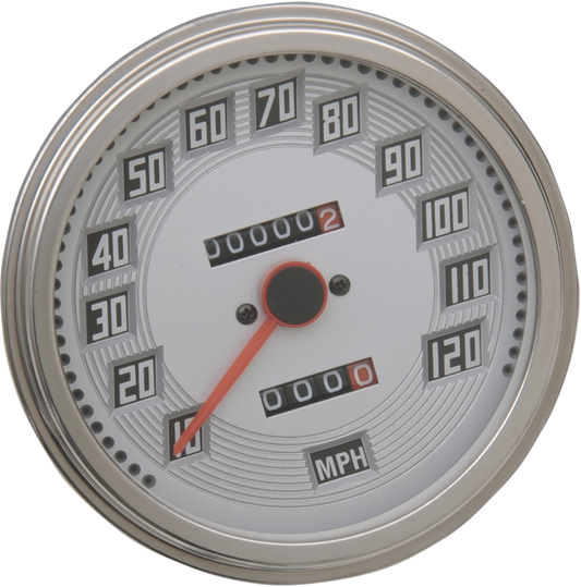 DRAG SPECIALTIES 5" MPH FL-Style 2:1 Speedometer with Tach - Billet Look White Face 75694