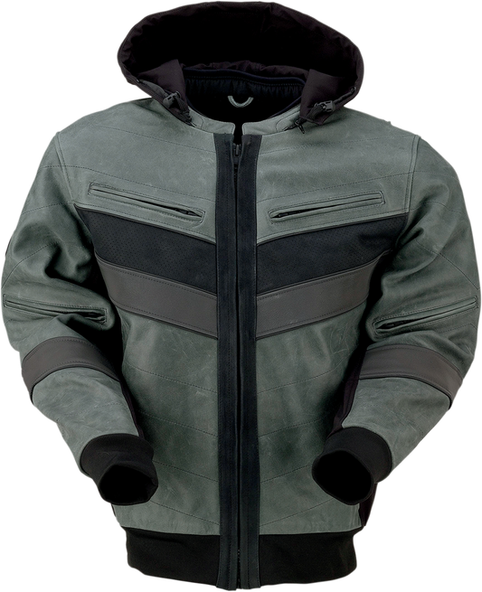 Z1R Thrasher Leather Jacket - Green/Gray - 4XL 2810-3818
