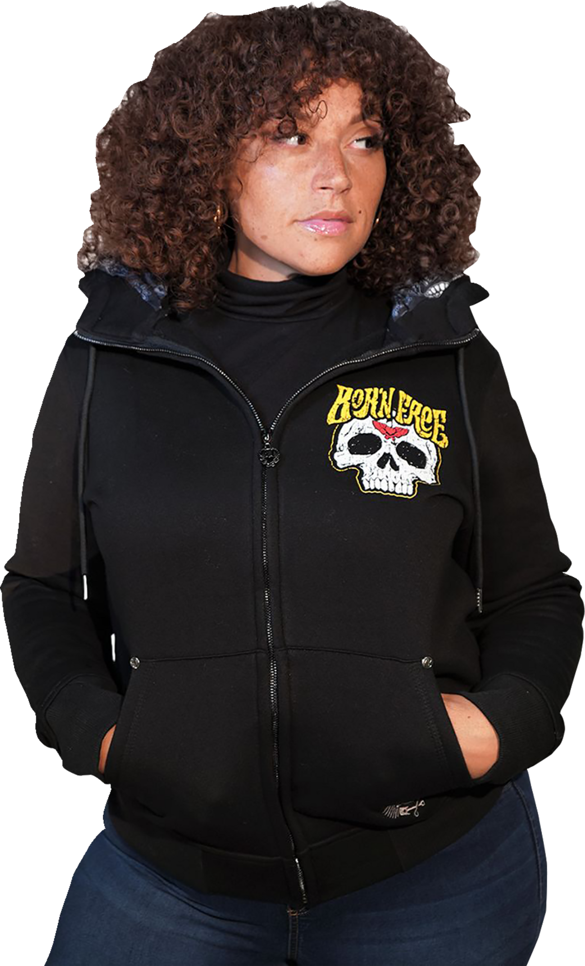 LETHAL THREAT Women's Born Free Zip Up Hoodie - Black - 2XL HD84072-2X