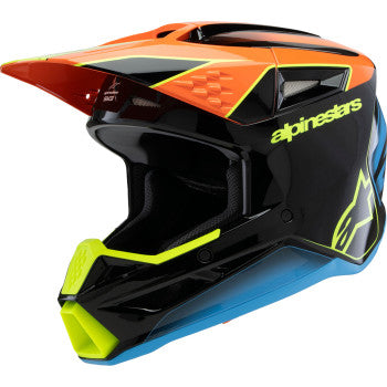 ALPINESTARS Youth SM3 Helmet - Fray - Gloss Black/Orange/Yellow Fluo- Large 8301625-1455-YL