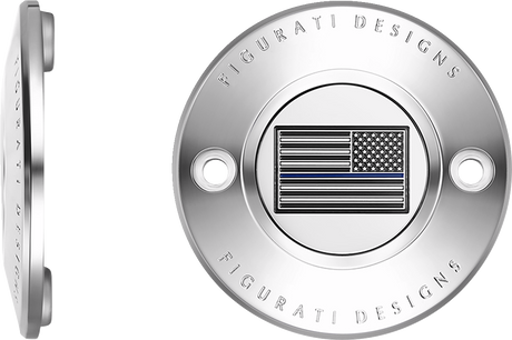 FIGURATI DESIGNS Timing Cover - 2 Hole - American - Blue Line - Stainless Steel FD70-TC-2H-SS