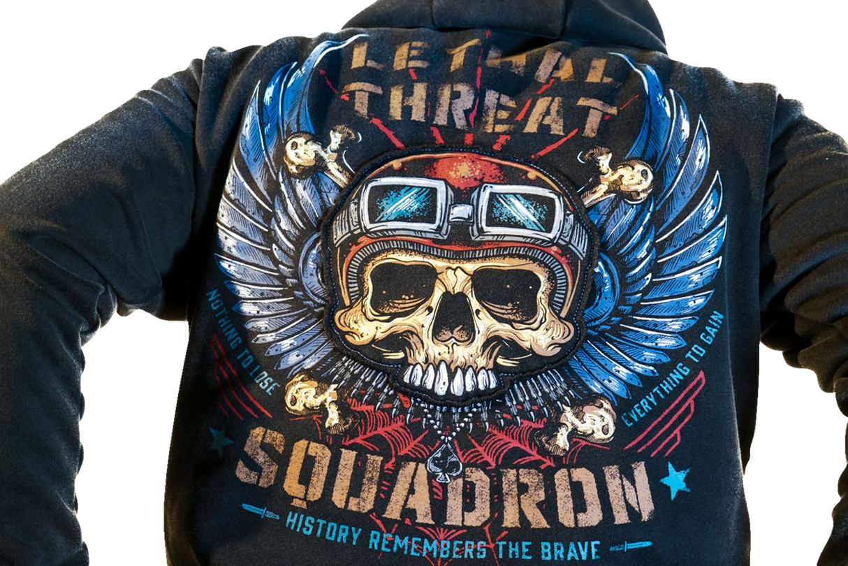 LETHAL THREAT Flight and Fight Hoodie - Black - Medium HD84076M