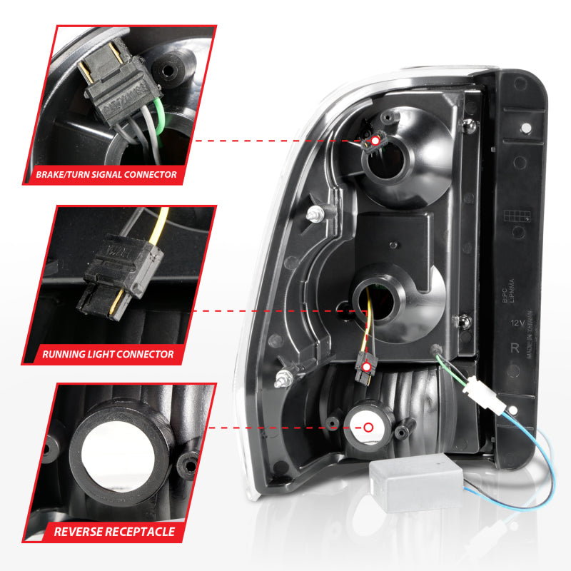ANZO 2002-2009 Chevrolet Trailblazer LED Tail Lights w/ Light Bar Black Housing Smoke Lens 311372