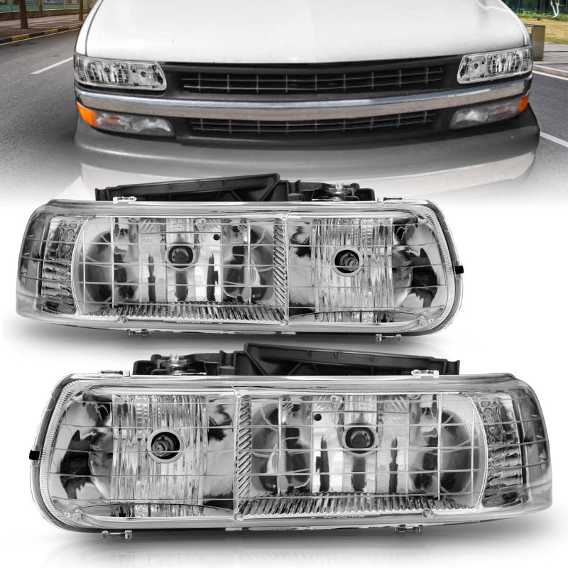ANZO 1999-2002 Chevrolet Silverado 1500 Crystal Headlights Chrome 111011